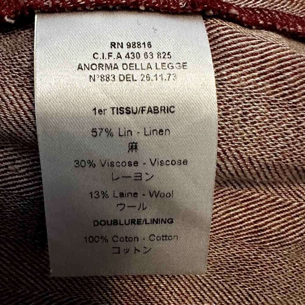 Cotelac Paperbag Skirt Linen Wool Tie Waist Pleated Back Zip Front Pockets XL 37 - Picture 3 of 5